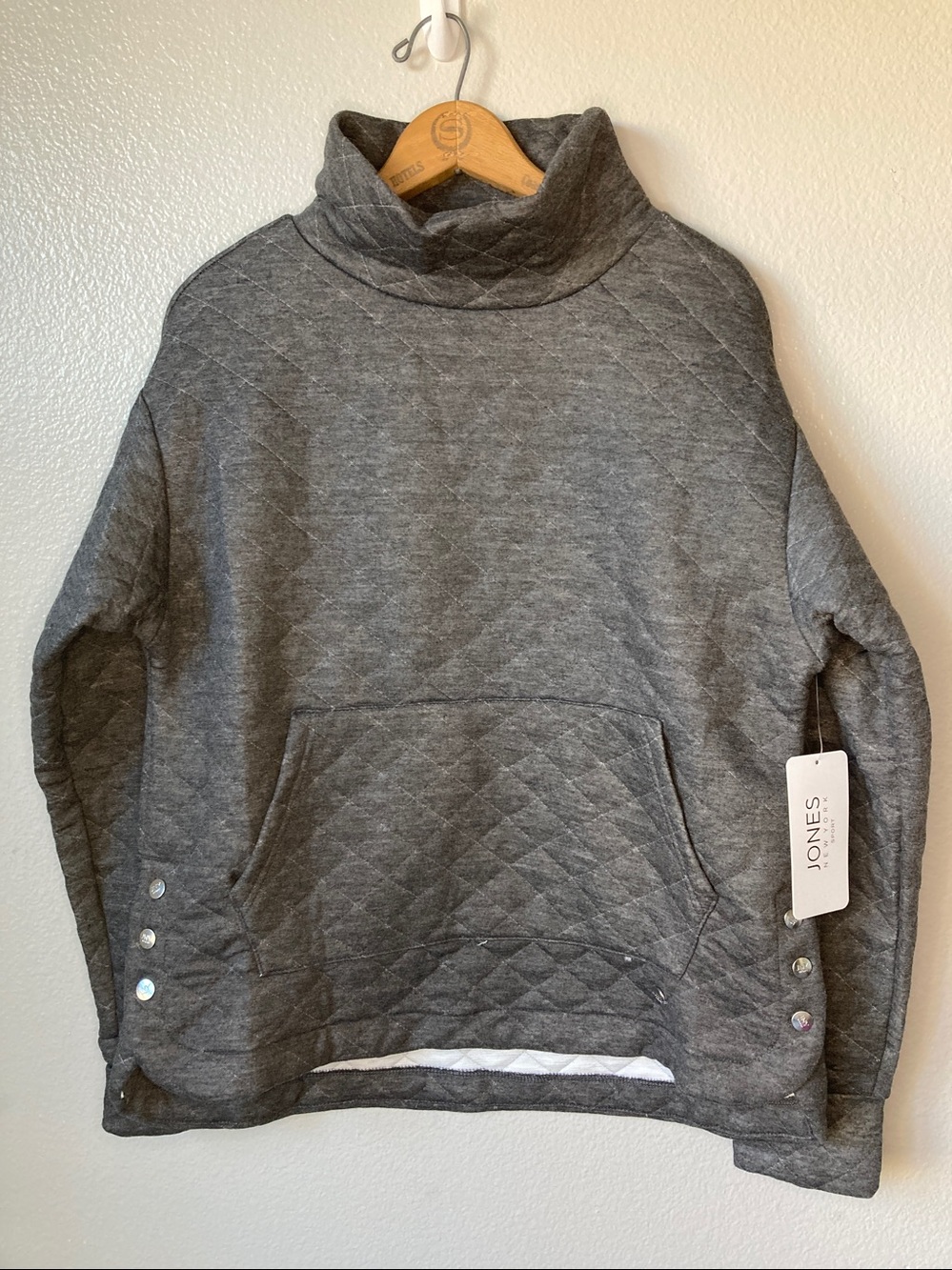 Nwt Jones NY quilted funnel neck sweatshirt pullover cozy high low sz 1x